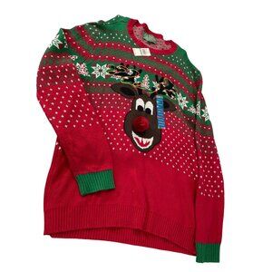 Ugly Christmas Sweater Unisex Cayenne Green Reindeer Size XXL SKU 9269